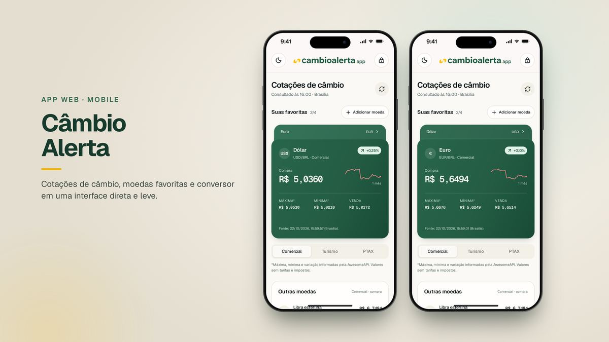 Exchange rates — Câmbio Alerta