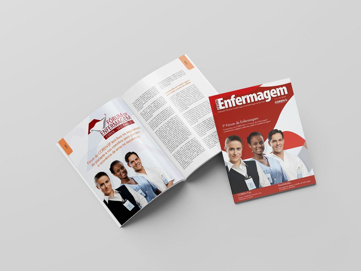 COREN-SP — Revista Enfermagem — cover, layout, final artwork. Via DeBrito Propaganda.